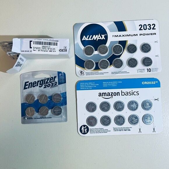 32-pack Assorted CR2032 3V Lithium Batteries - Allmax, Energizer, Amazon Basics - Picture 2 of 8